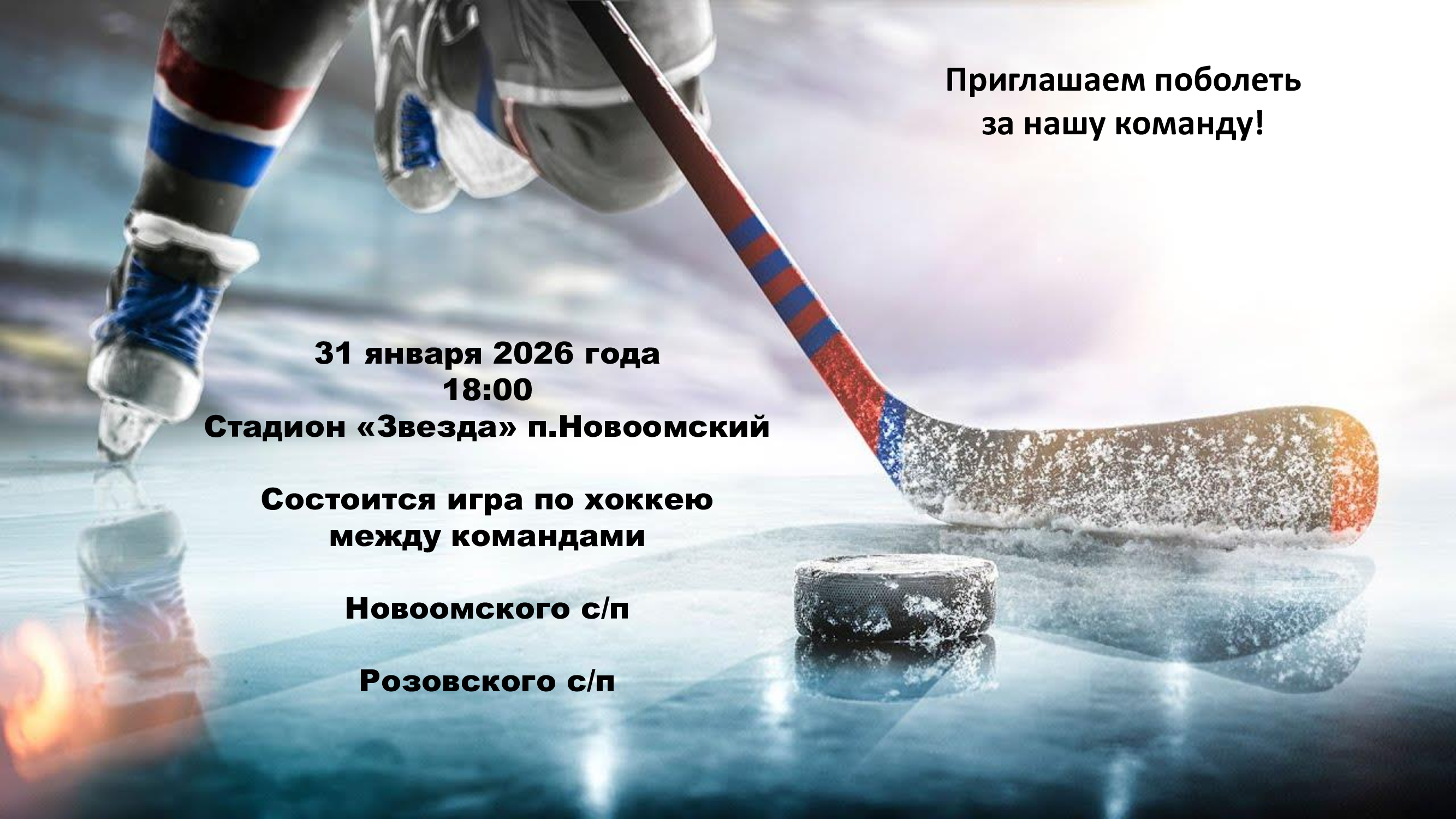 Игра по хоккею с шайбой состоится 31 января 2026 года.